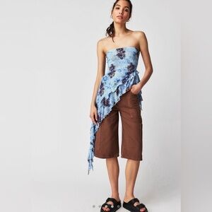 Free people Taylor tube top purple floral mesh size large